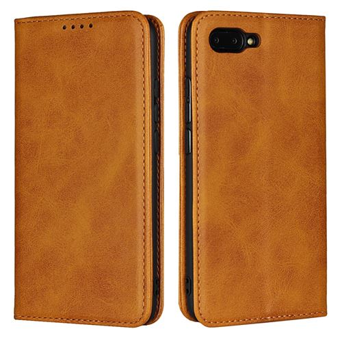 Etui en PU chiquenaude absorbé automatiquement marron pour votre Huawei Honor 10