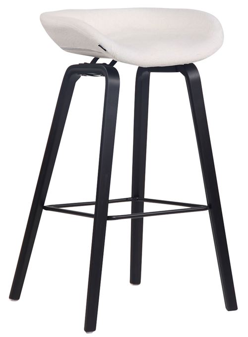Tabouret de bar Anaheim en feutrine à 4 pieds , Blanc /Bois de chêne Noir