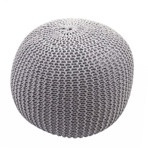 Pouf MENDLER HWC-E16 à grosses mailles 40x50cm gris