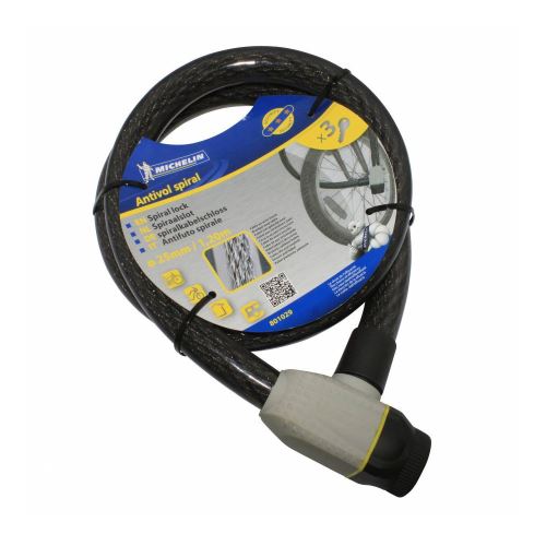 Antivol velo spiral a cle michelin diam 25mm l 1,20m (livre avec 3 cles)