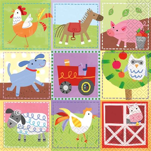 Unique serviettes Farm Partymulticolores 33 x 33 cm 16 pièces