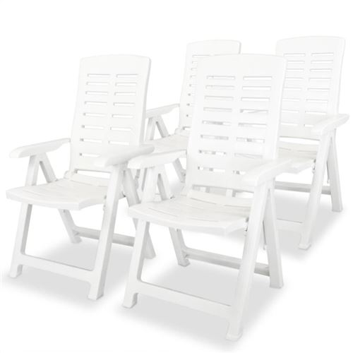 Vidaxl Blanc Lot De 4 Chaise En Plastique Pliable H. 108 Cm Exterieur