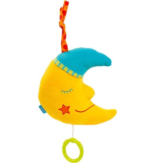 Fehn boîte à musique lune Classic Stars 17 cm jaune