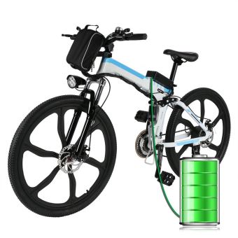 26 Pouces Vtt Velo Electrique Pliable 27 Vitesse Avec Batterie Lithium Ion Blanc Eu Plug Velos Achat Prix Fnac