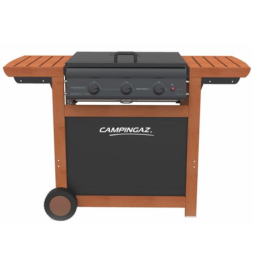 Barbecue gaz grill et plancha CAMPINGAZ Adelaide 3 Woody L 14 KW Piezo Grill/plancha + Housse offerte