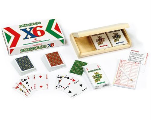 Dal Negro jeu de cartes Burraco 6,3 x 8,8 cm carton blanc 6 pièces