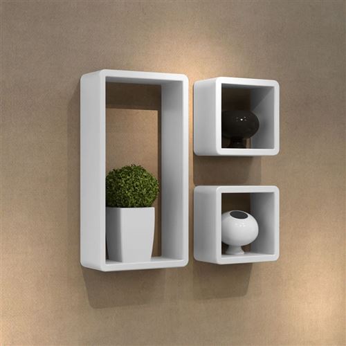 Etagères Design Murale 3 Cubes blanc MDF 42 x 22 x 10