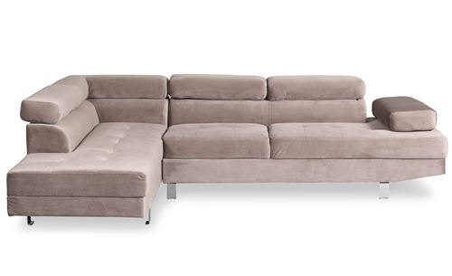 COTECOSY Canap&eacute; d'angle Avec T&ecirc;ti&egrave;res Relevables ALFIE Velours Taupe