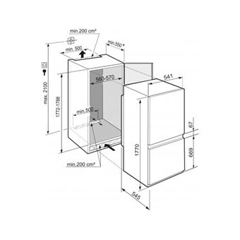 Réfrigérateur combiné 253L Froid Ventilé LIEBHERR 54.1cm F, ICNSF5103-20