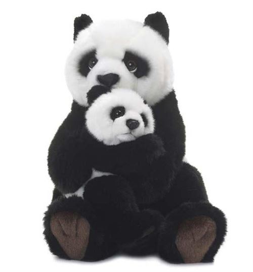 Peluche WWF maman panda 28 cm avec bébé