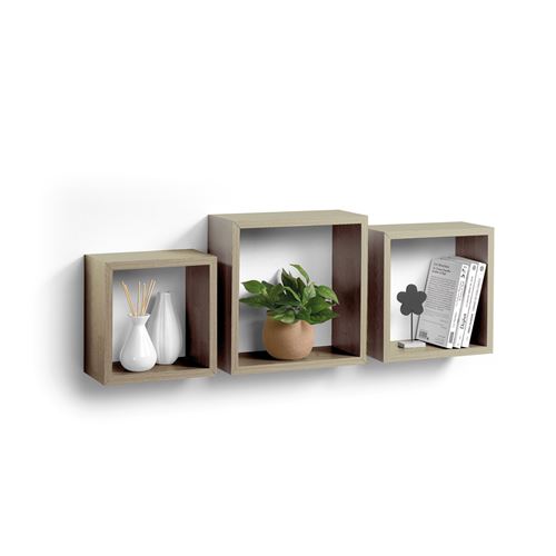 CDAffaires Set 3 cubes gigognes 23 x 23/26.5 x 26.5/30 x 30 cm epaisseur 1.5 cm Gris ceruse