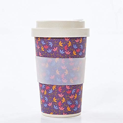 Tasse à café en bambou réutilisable - Doodle violet