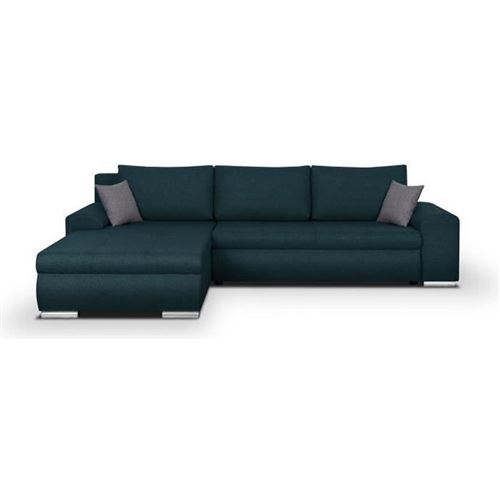 Canape angle fixe en.casa 5 places en polyester bleu 188 x 289 x 88 cm