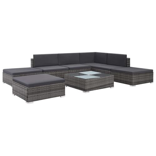Ensemble de canapé de jardin 20 pcs Résine tressée Gris