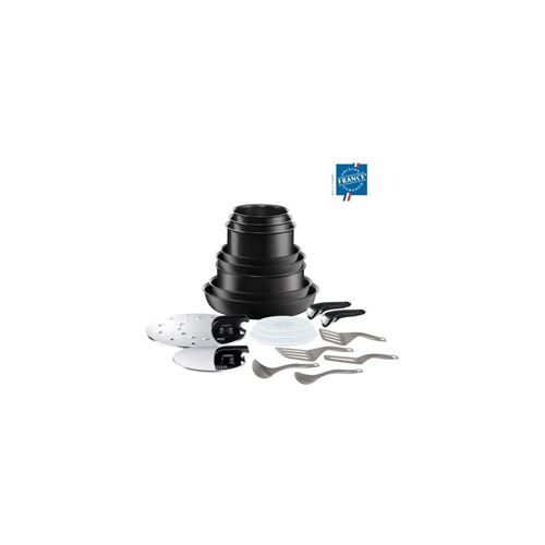 TEFAL INGENIO PERFORMANCE Batterie de cuisine 20 pieces L6549802 16-18-20-22-24-26-28cm - Tous feux dont induction - Noir