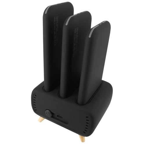 3x Batteries de Secours 8000 mAh Dock de Charge Horloge Style scandinave - Noir