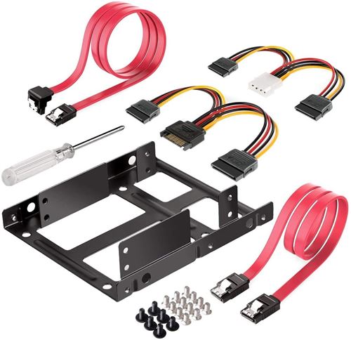 Inateck Double Cadre de Montage Interne pour Disque Dur HDD/SSD de 2,5, 2,5 vers 3,5 pour 2 SSD/HDD avec câble