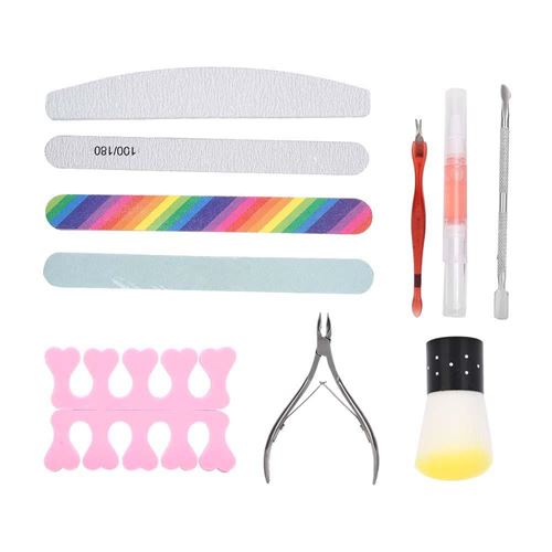 Ensemble de Manicure Lime à Ongles Bande de Polissage Peau Morte Ciseaux Poussière de Nettoyage