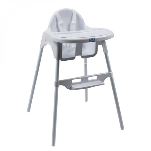 Chaise haute b&eacute;b&eacute; r&eacute;glable hauteur et tablette - Blanc