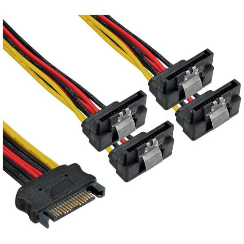 Câble électrique en Y SATA, InLine®, SATA fem. à 4x SATA mâle plié, 0,3m