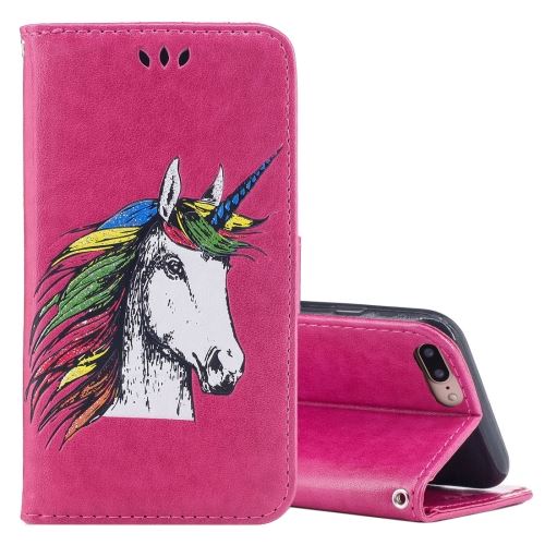 iPhone 8 Plus Housse Etui Cuir PU licorne Magenta ALS54119