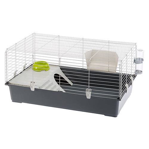 Cage à Lapins RABBIT 100, Partie Avant s'ouvrant facilement. Accessoires inclus