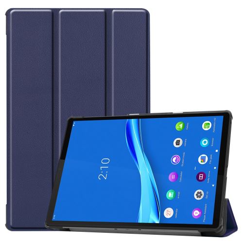 Etui en PU + TPU avec support tri-pliure bleu foncé pour votre Lenovo Tab M10 Plus TB-X606F