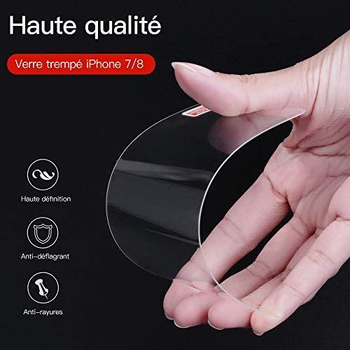 JASBON Verre Trempé iPhone 8/7 / 6 / 6S, Lot de 2 Film Protection écran sans Bulles Ultra Résistant Protecteur écran iPhone 8/7 / 6 / 6S