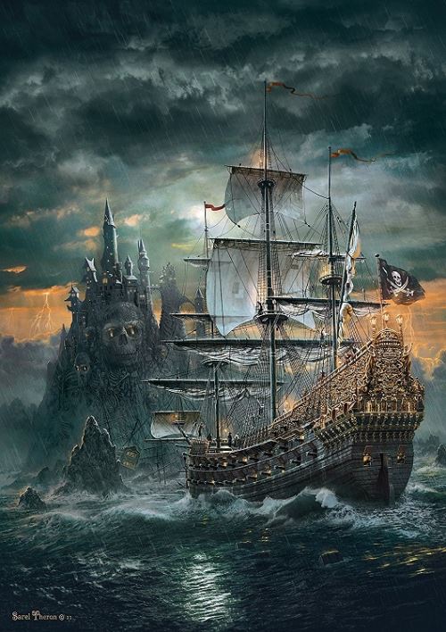 Puzzle adulte - bateau pirate et l ile au tresor - 1500 pieces - clementoni - collection pirate