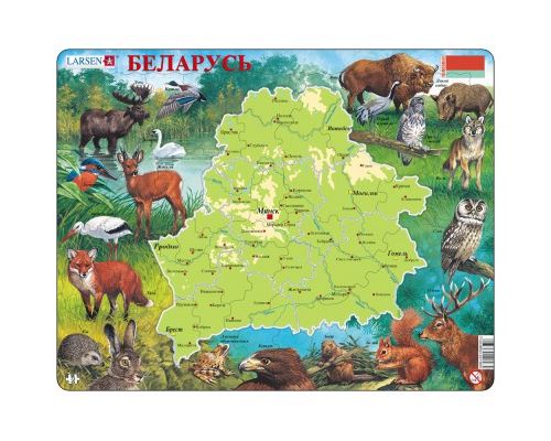 Puzzle 72 Pièces : Puzzle Cadre - Carte de la Biélorussie (en Russe), Larsen