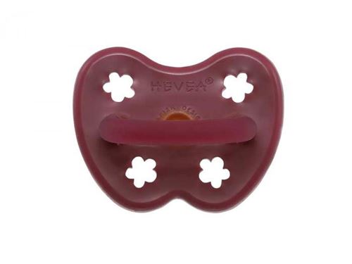 Hevea - Sucette Tétine Ortho 3-36 mois Caoutchouc Naturel Fleur Bordeaux Hevea - Sucettes caoutchouc naturel -