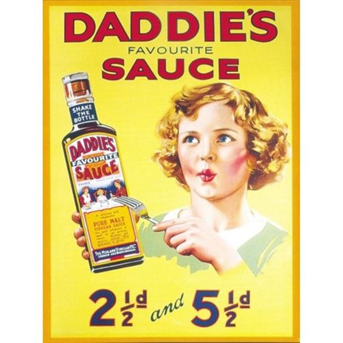 plaque daddie's sauce avec fillette style retro tole cuisine