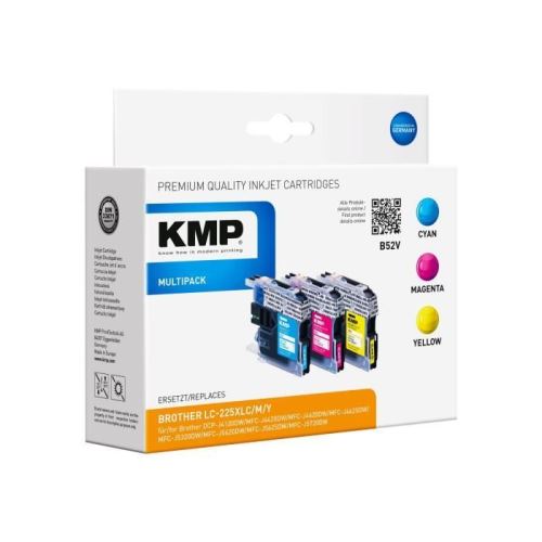 KMP MULTIPACK B52V Pack de 3 jaune, cyan, magenta cartouche d'encre (alternative pour : Brother LC-225XLC, Brother LC-225XLM,…