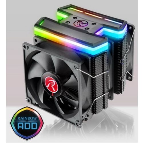 raijintek raijintek delos rbw rainbow rgb led cpu-kühler - 3x 92mm noir
