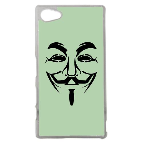 Coque Anonymous Vert Compatible Sony Z5 Compact Transparent