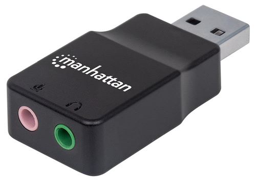 Manhattan 152754 hi-speed usb 2.0 son stéréo adaptateur, usb type a vers fiche femelle audio et microphone jack 3,5 mm noir