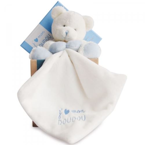 Doudou et compagnie j'aime mon doudou pantin avec doudou ours bleu
