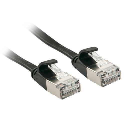 Câble réseau plat Cat.6A U/FTP, noir, 1m