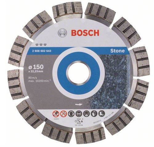 Lame Scie Circulaire Bosch 2608602643 Disque à Tronçonner Diamanté Best For Stone 150 X 22,23 X 2,4 X 12 Mm