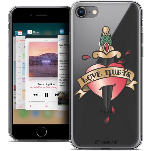 Caseink - Coque Housse Etui Apple iPhone 8 (4.7 ) [Crystal Gel Motif HD Collection Tatoo Lover Design Love Hurts - Souple - Ultra Fin - Imprimé en France]