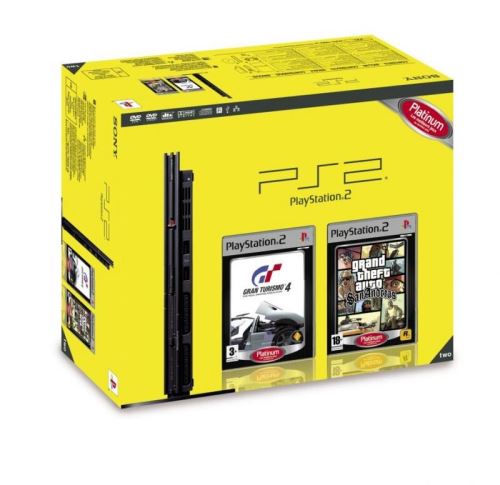 Sony Nouvelle PlayStation 2 - PStwo Noir + Gran Turismo 4 Platinum + GTA - Grand Theft Auto - San Andreas Platinum