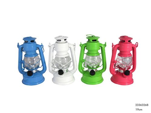 Lampe tempête 12 led 19cm ass.