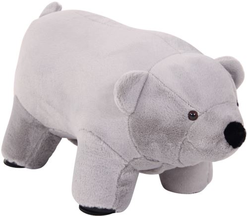 Pouf pour enfants Ballito en forme d'Ours - Tabouret pour enfants Coque Bois Revêtement Velours - Couleur Gris