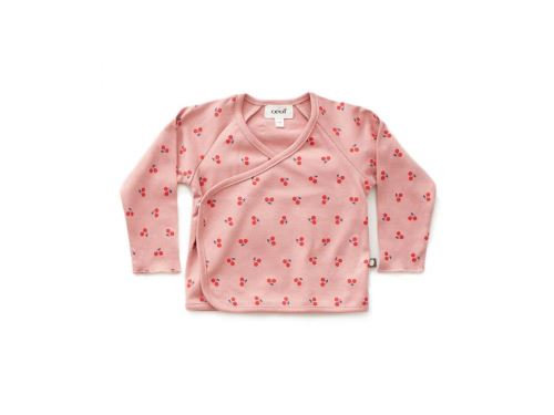 Oeuf Baby Clothes - Haut kimono cerises rose coton bio 0/3M