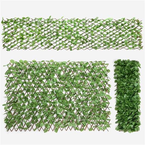 Haie artificielle giantex vert 128cm x 35cm jeux d'imitation avec feuilles de lierre 3pcs