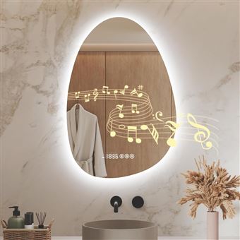 S'AFIELINA Miroir De Maquillage Avec Éclairage 50 Cm - Miroir Hollywood LED Rotatif 360° Blanc