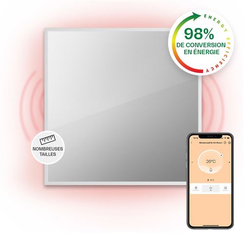 Radiateur Infrarouge - Klarstein La Palma 500 - Miroir Chauffant - 60X60Cm - 500W - Blanc