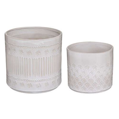 Atmosphera Créateur d'intérieur - Lot de 2 Cache-Pots Design Carmen 25cm Ivoire