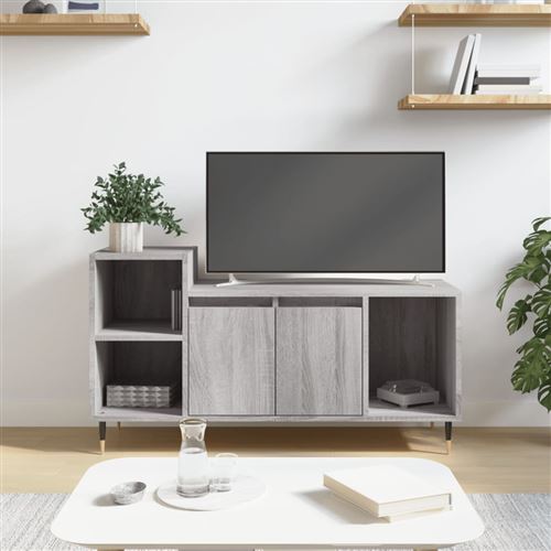 Vidaxl Gris Meuble Tv Sonoma 100X35x55 Cm Bois D'ingénierie831314 - Image 3