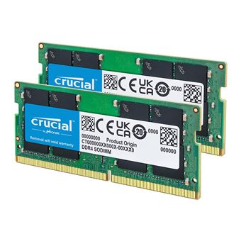Crucial - DDR4 - kit - 64 Go: 2 x 32 Go - SO DIMM 260 broches - 3200 MHz / PC4-25600 - CL22 - 1.2 V - mémoire sans tampon - non ECC - 1